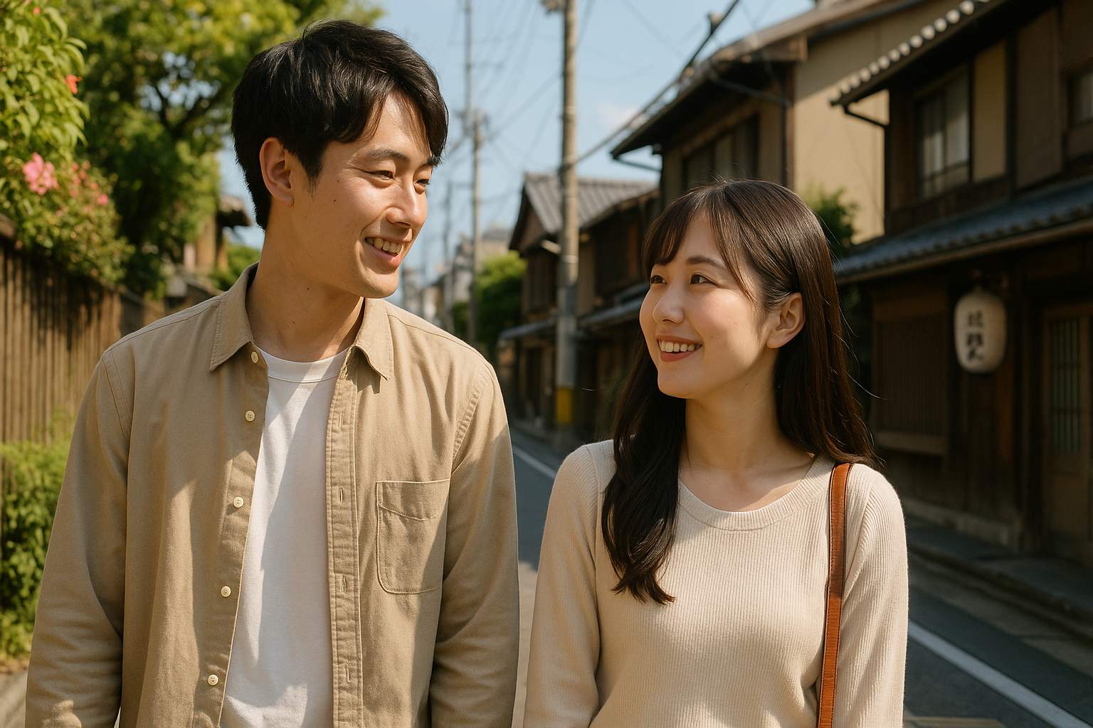 好意を抱き合う男女の初めてのデートの様子